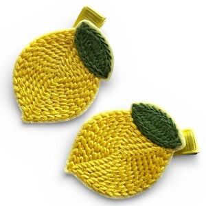 Embroidered Lemon Alligator Clip Set New